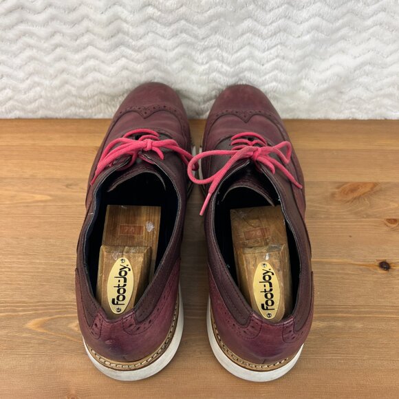 Cole Haan Men Size 12M Leather Great Jones Wingtip Oxford Maroon Shoes C11524 - Picture 8 of 16